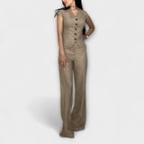 Ivy - Ensemble haut à col en V et pantalon élégant