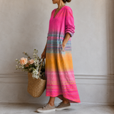 Corinne | Robe longue à rayures dégradées