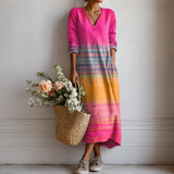 Corinne | Robe longue à rayures dégradées