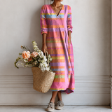Florence | Robe longue à rayures pastel