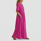 Florence | Robe maxi à plis et encolure V
