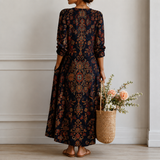 Nathalie | Robe longue à motif oriental
