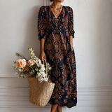 Nathalie | Robe longue à motif oriental