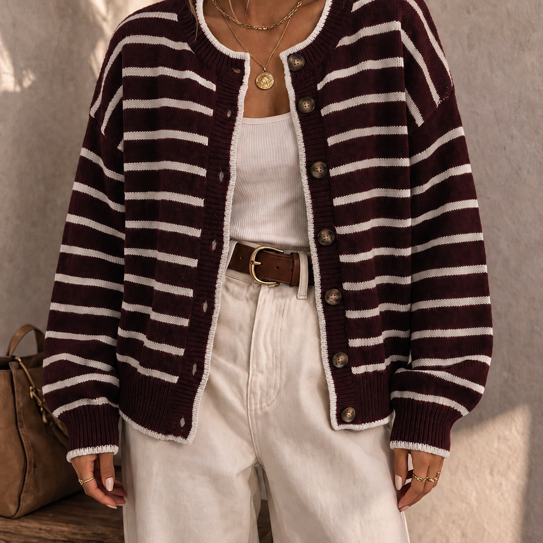 Mabel | Cardigan Tricot Rayé