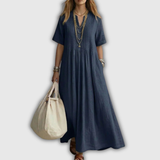 Florence | Robe maxi à plis et encolure V