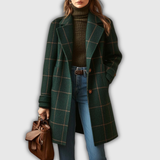 Isabelle | Manteau à carreaux vert sapin