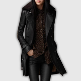 Chantal | Manteau 3/4 en cuir grainé