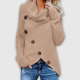 Micheline | Pull en tricot col cascade à boutons