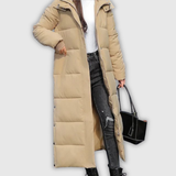 Monique | Long manteau matelassé à capuche