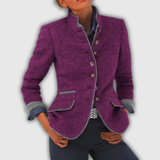 Catherine | Veste à col montant prune