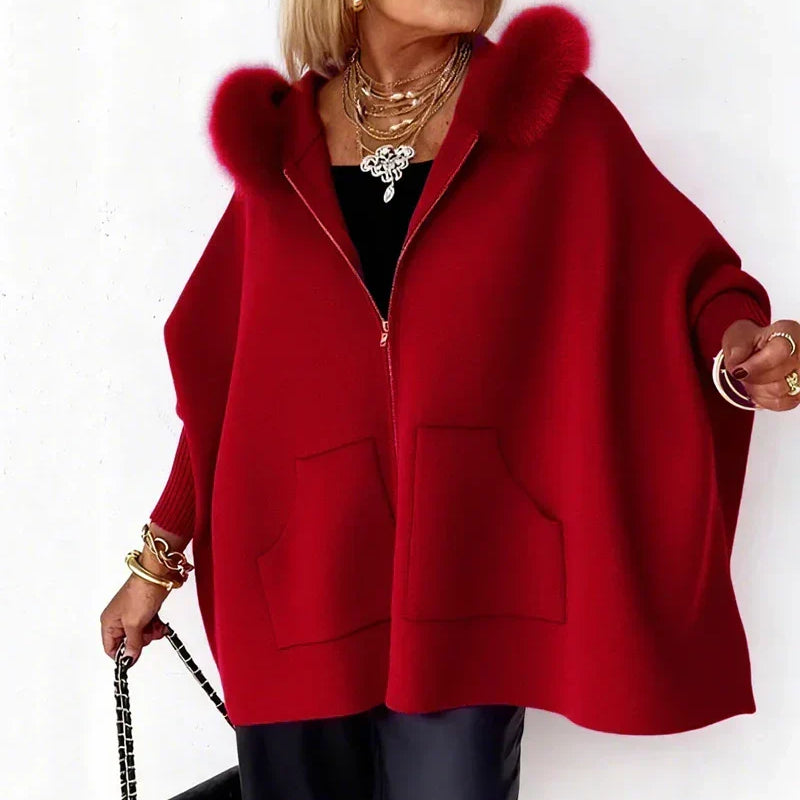 ARABELLE | Manteau décontracté avec capuche et col en fourrure