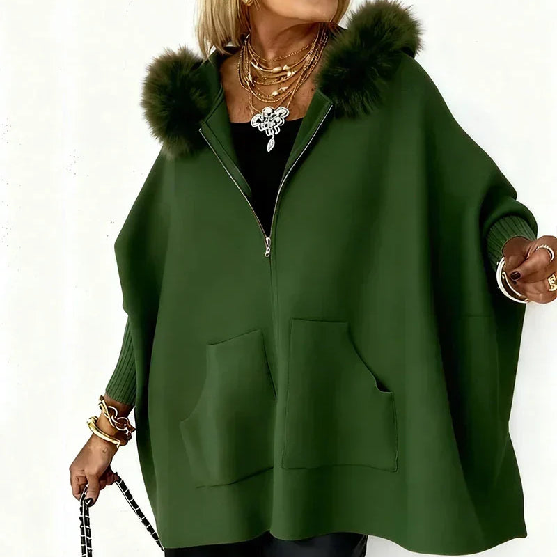ARABELLE | Manteau décontracté avec capuche et col en fourrure
