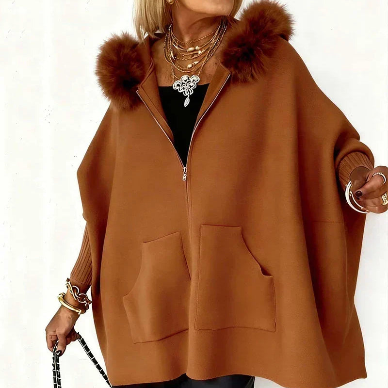 ARABELLE | Manteau décontracté avec capuche et col en fourrure