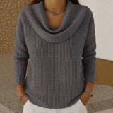 Françoise | Pull en maille gaufrée à col drapé