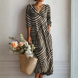 Corinne | Robe longue à motif de vagues