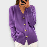 Isabelle | Cardigan à Boutons Cœur Dorés