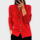 Isabelle | Cardigan à Boutons Cœur Dorés