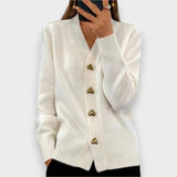 Isabelle | Cardigan à Boutons Cœur Dorés