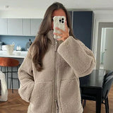 Colette | Veste teddy beige à fermeture éclair