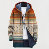 Françoise | Manteau à capuche motifs géométriques pour Femme