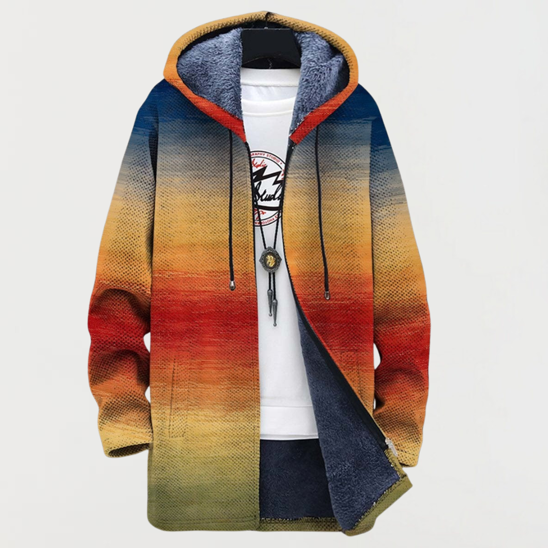 Sylvie | Manteau à capuche imprimé coucher de soleil pour Femme