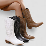 Catherine | Bottes Western Brodées Blanches