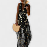 Robe fluide avec décolleté en V et détails en sequins