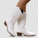 Catherine | Bottes Western Brodées Blanches