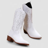 Catherine | Bottes Western Brodées Blanches