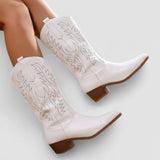 Catherine | Bottes Western Brodées Blanches