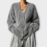Geneviève | Cardigan oversized brossé taupe