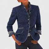 Catherine | Veste à col montant prune