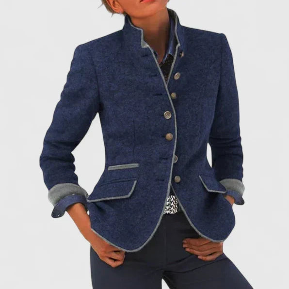 Catherine | Veste à col montant prune