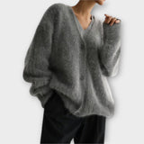 Geneviève | Cardigan oversized brossé taupe