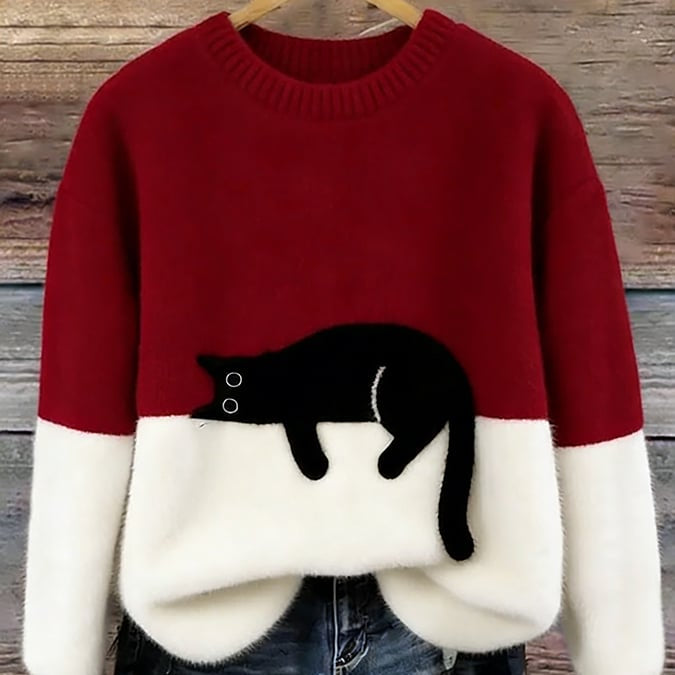 Bonnie™ — Pull Oversize Imprimé Chat
