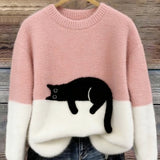 Bonnie™ — Pull Oversize Imprimé Chat