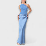 Robe Maxi Plissée à Épaule Unique Élégante