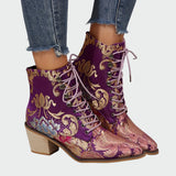 Bottines en cuir avec fleurs