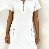 Anneke | Robe en coton avec fermeture éclair
