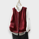 Claudine | Tricot à Boutons Multicolores Gilet Sans Manches