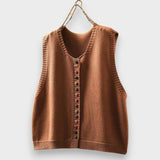 Claudine | Tricot à Boutons Multicolores Gilet Sans Manches