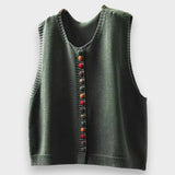 Claudine | Tricot à Boutons Multicolores Gilet Sans Manches