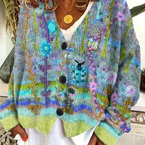 Florence | Cardigan brodé fleuri multicolore