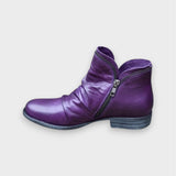 Wiebke | Cuir froncé avec fermeture éclair Bottines