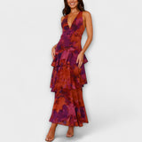 Domenica - Robe en chiffon avec décolleté en V et couches fluides