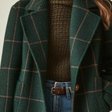 Isabelle | Manteau à carreaux vert sapin