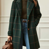Isabelle | Manteau à carreaux vert sapin