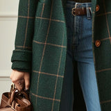 Isabelle | Manteau à carreaux vert sapin