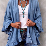 Corinne | Cardigan en Jean à Volants Chic Boho