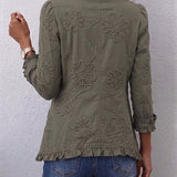 Corinne | Veste brodée florale à volants